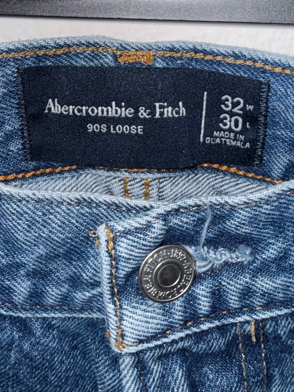 Abercrombie & Fitch 90s Loose Baggy Mid Rise Jeans Blue Size 32 Wide Leg - Picture 5 of 5